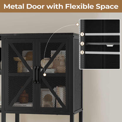 HAUOMS Corner Bookshelf Black Corner Bookcase Large L Shaped Storage Display Shelf, Black