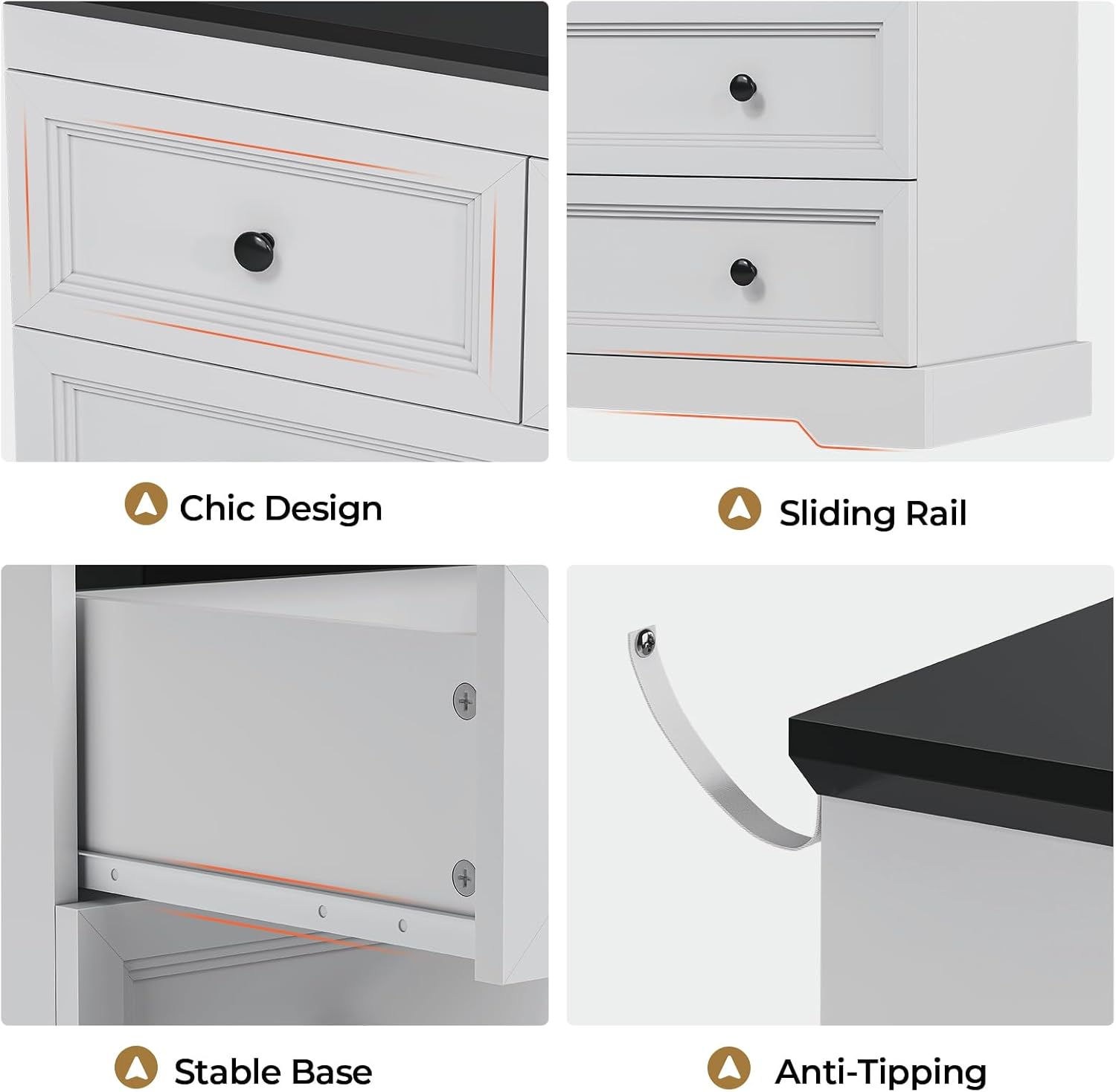 HAUOMS Dresser 10 Drawers Dresser Black & White
