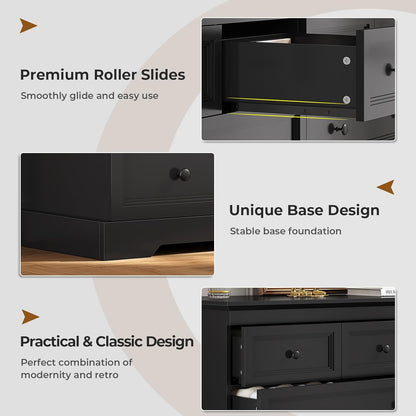 HAUOMS Dresser Black 10 Drawers Dresser Black