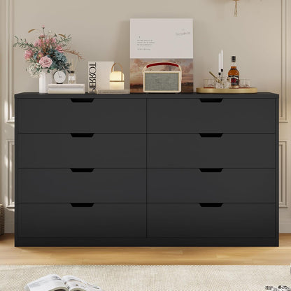 HAUOMS Dresser Black 8 Drawers Dresser Black