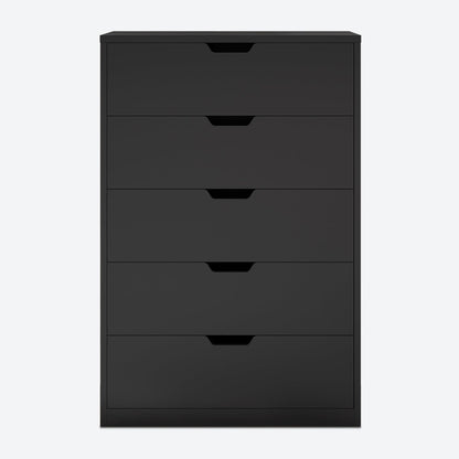 HAUOMS Dresser Black Tall 5 Drawer Dresser, Black