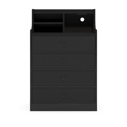 HAUOMS Dresser Black Tall Dresser with 4 Drawers Black