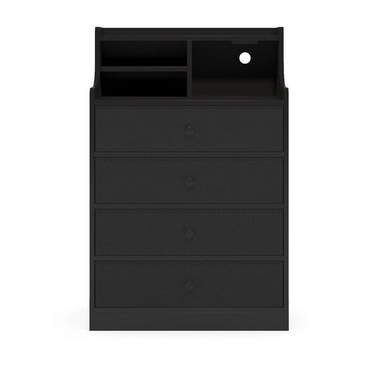 HAUOMS Dresser Black Tall Dresser with 4 Drawers Black