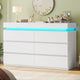 HAUOMS Dresser HAUOMS 31.5" Tall Dresser with 6 Drawer and LED Light Modern Chest Dressers of Drawers for Bedroom Living Room