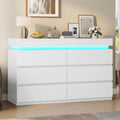 HAUOMS Dresser HAUOMS 31.5" Tall Dresser with 6 Drawer and LED Light Modern Chest Dressers of Drawers for Bedroom Living Room