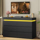HAUOMS Dresser HAUOMS 31.5" Tall Dresser with 6 Drawer and LED Light Modern Chest Dressers of Drawers for Bedroom Living Room