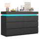 HAUOMS Dresser HAUOMS 31.5" Tall Dresser with 6 Drawer and LED Light Modern Chest Dressers of Drawers for Bedroom Living Room