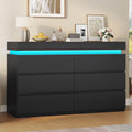HAUOMS Dresser HAUOMS 31.5" Tall Dresser with 6 Drawer and LED Light Modern Chest Dressers of Drawers for Bedroom Living Room