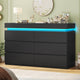 HAUOMS Dresser HAUOMS 31.5" Tall Dresser with 6 Drawer and LED Light Modern Chest Dressers of Drawers for Bedroom Living Room