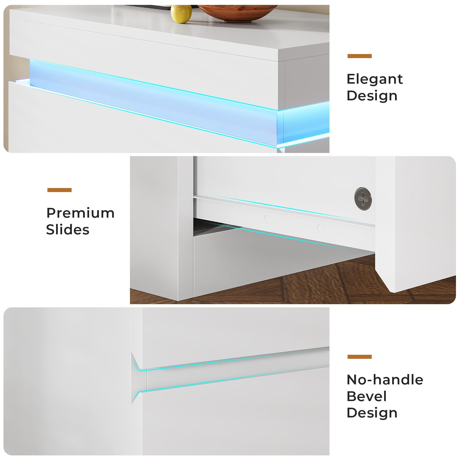 HAUOMS Dresser HAUOMS 44.9" Tall Dresser with 5 Drawers and LED Light Modern Chest of Drawers for Bedroom Living Room Entryway Hallway