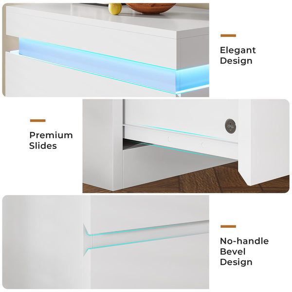 HAUOMS Dresser HAUOMS 44.9" Tall Dresser with 5 Drawers and LED Light Modern Chest of Drawers for Bedroom Living Room Entryway Hallway