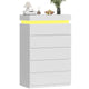 HAUOMS Dresser HAUOMS 44.9" Tall Dresser with 5 Drawers and LED Light Modern Chest of Drawers for Bedroom Living Room Entryway Hallway
