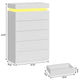 HAUOMS Dresser HAUOMS 44.9" Tall Dresser with 5 Drawers and LED Light Modern Chest of Drawers for Bedroom Living Room Entryway Hallway