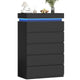 HAUOMS Dresser HAUOMS 44.9" Tall Dresser with 5 Drawers and LED Light Modern Chest of Drawers for Bedroom Living Room Entryway Hallway