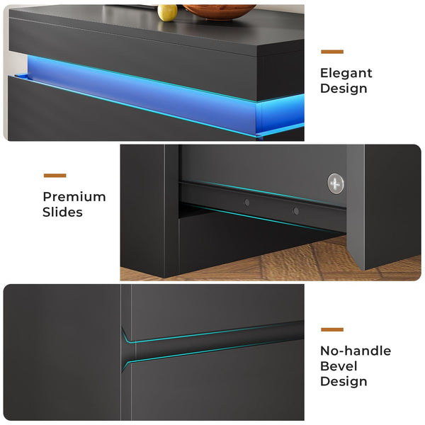 HAUOMS Dresser HAUOMS 44.9" Tall Dresser with 5 Drawers and LED Light Modern Chest of Drawers for Bedroom Living Room Entryway Hallway