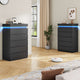 HAUOMS Dresser HAUOMS 44.9" Tall Dresser with 5 Drawers and LED Light Modern Chest of Drawers for Bedroom Living Room Entryway Hallway