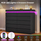 HAUOMS Dresser HAUOMS 44.9" Tall Dresser with 5 Drawers and LED Light Modern Chest of Drawers for Bedroom Living Room Entryway Hallway