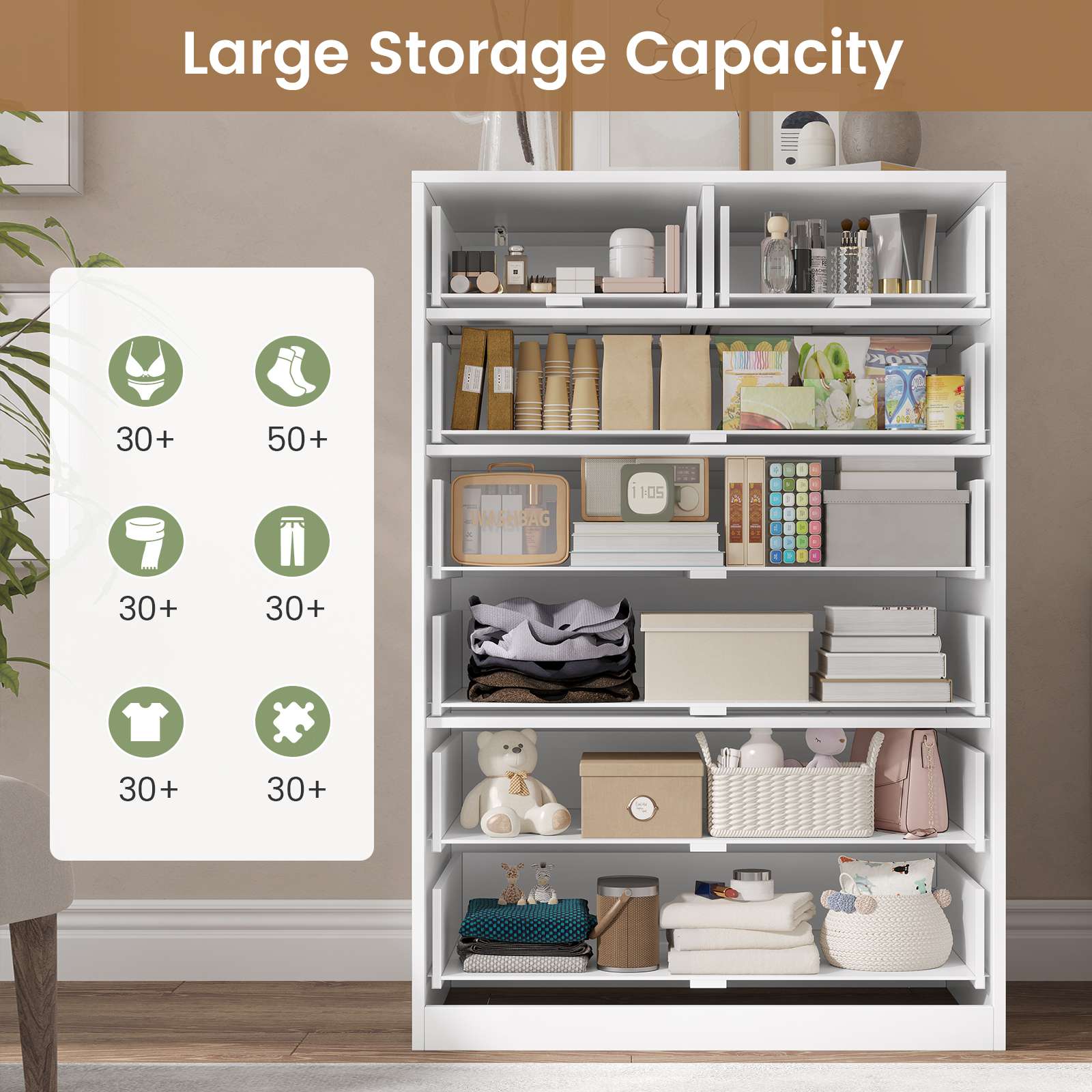 HAUOMS Dresser HAUOMS 51.2" Tall Dresser with 7 Drawer Modern Chest of Drawers for Bedroom Living Room