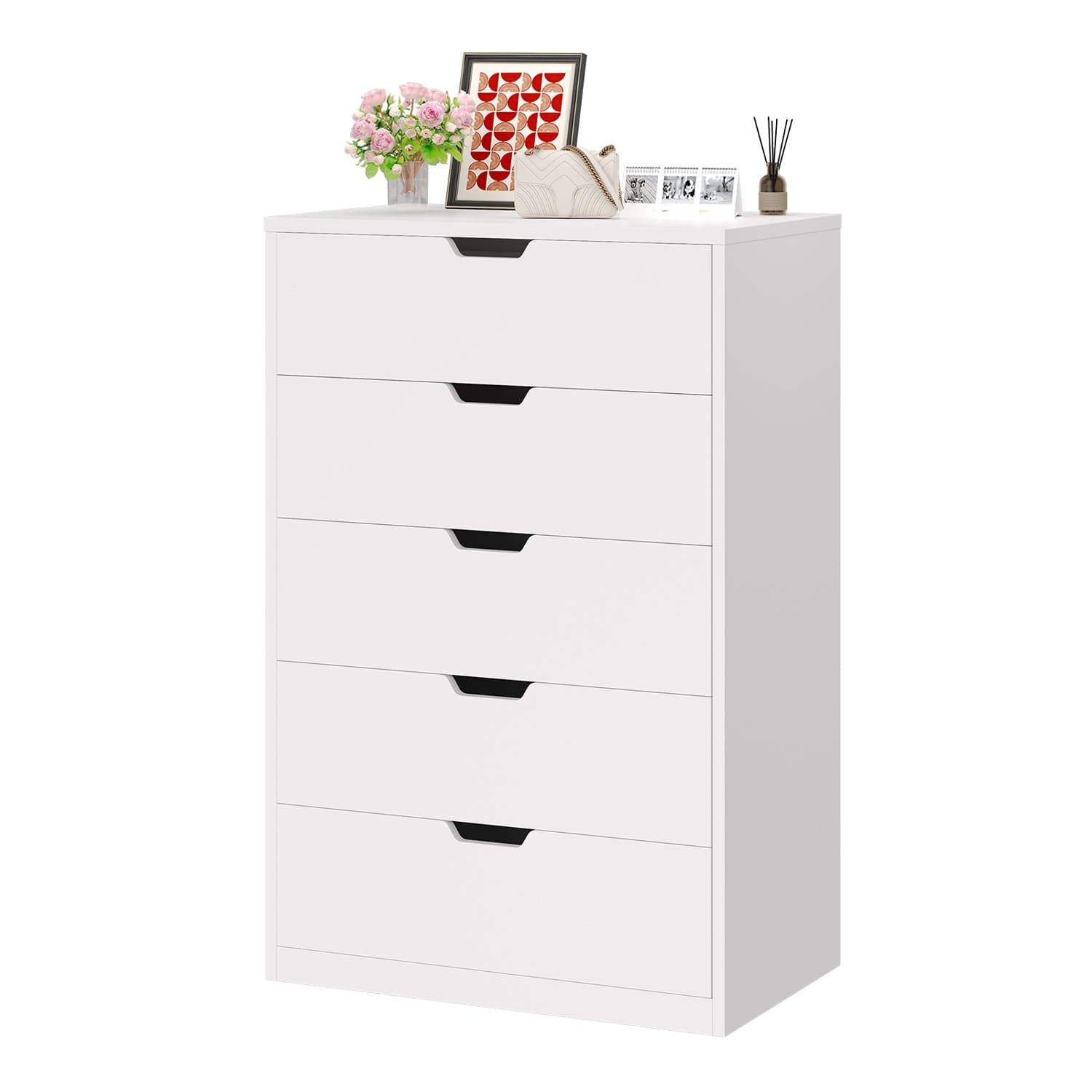 HAUOMS Dresser Tall 5 Drawer Dresser White