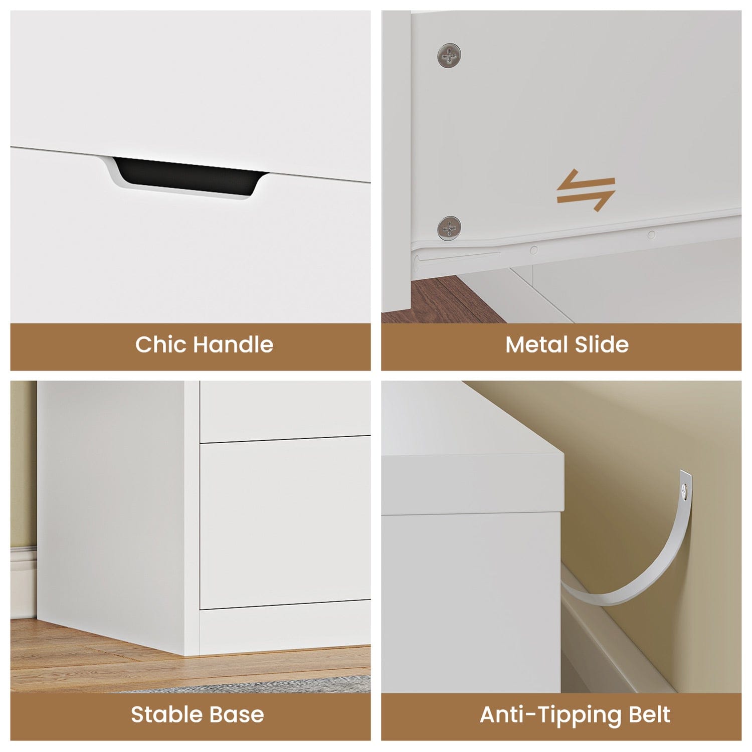 HAUOMS Dresser Tall 5 Drawer Dresser White