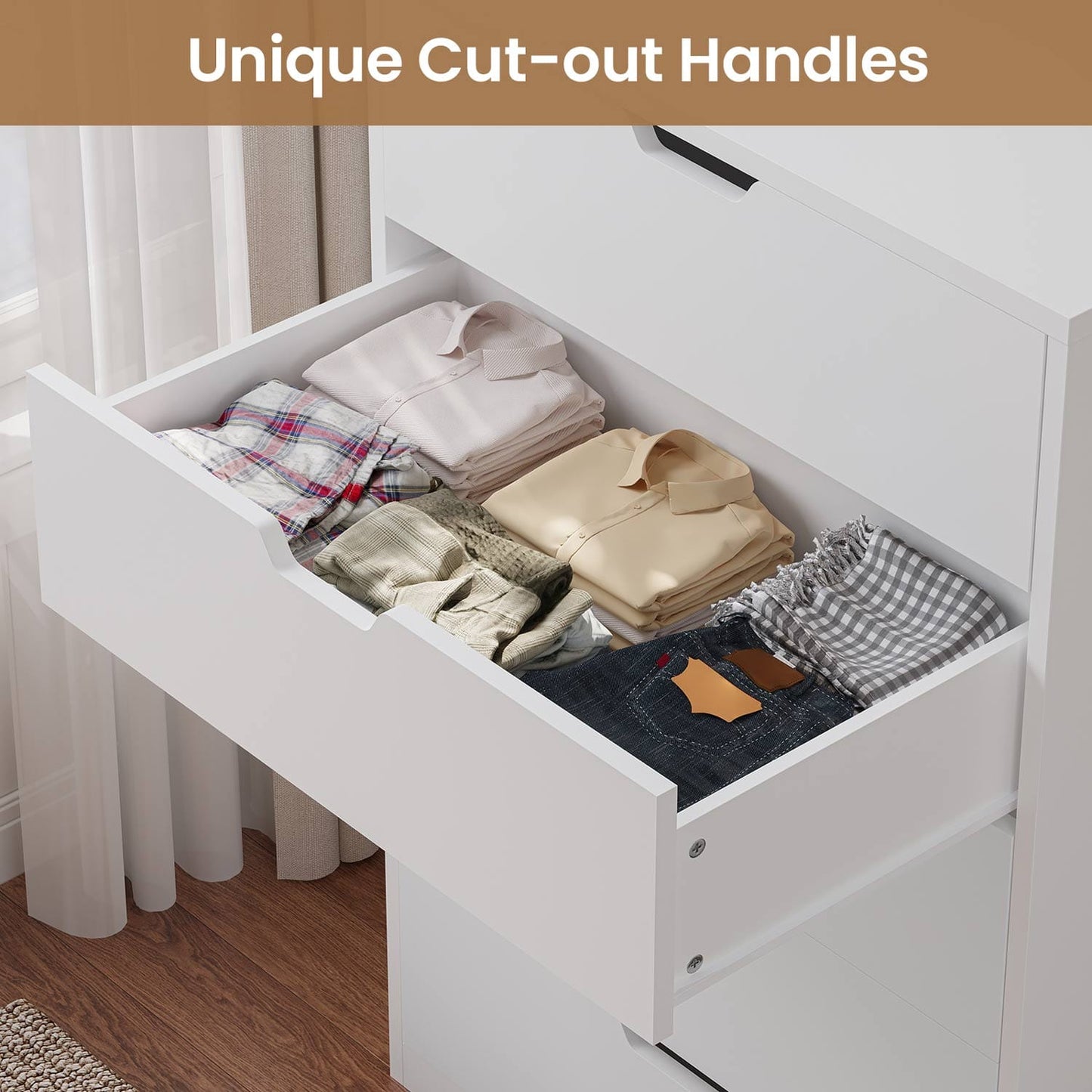 HAUOMS Dresser Tall 5 Drawer Dresser White