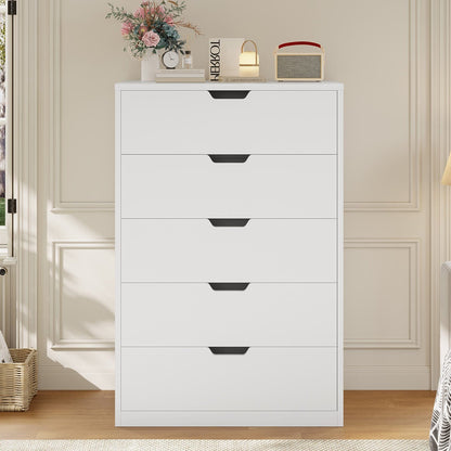 HAUOMS Dresser Tall 5 Drawer Dresser White