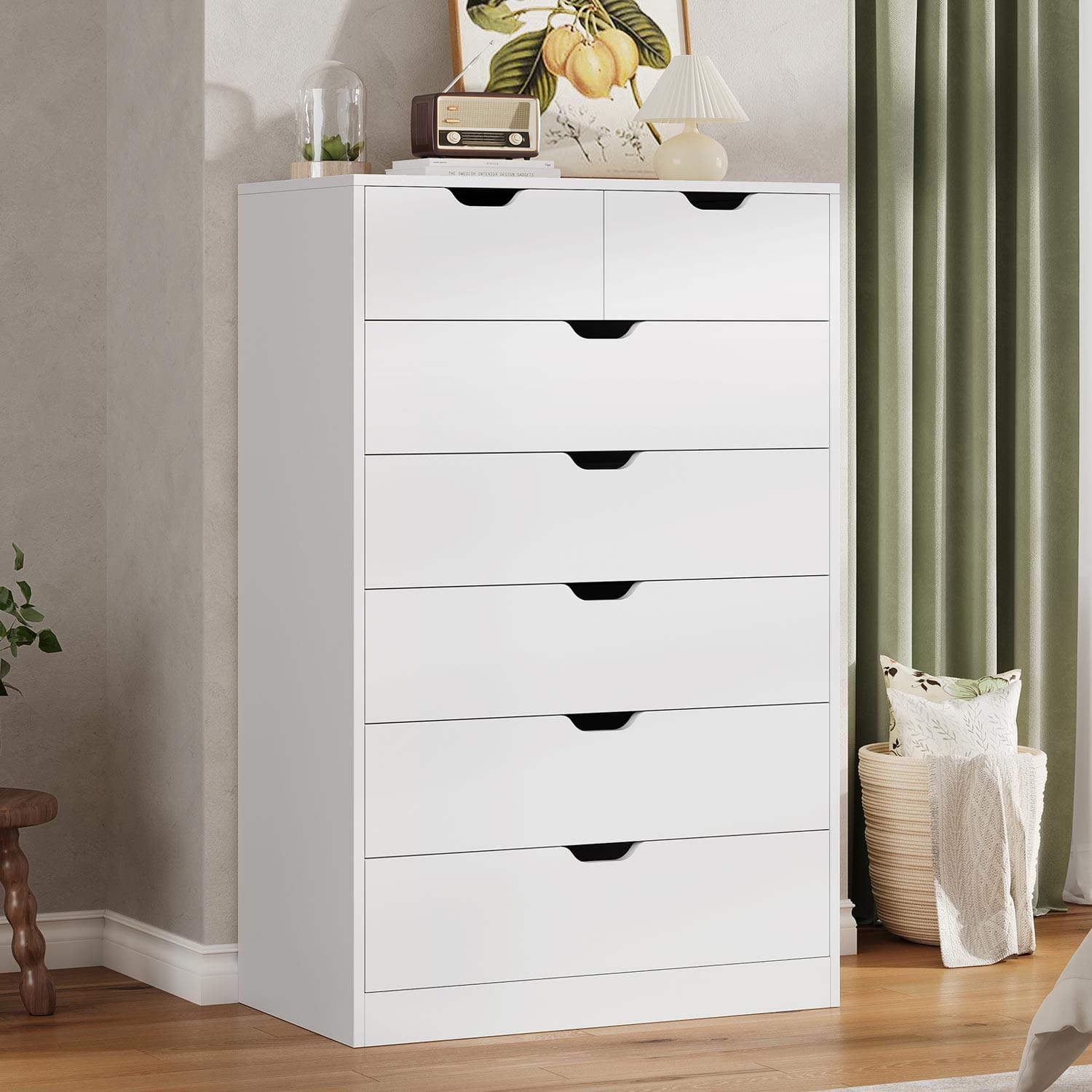 HAUOMS Dresser Tall 7 Drawer Dresser White