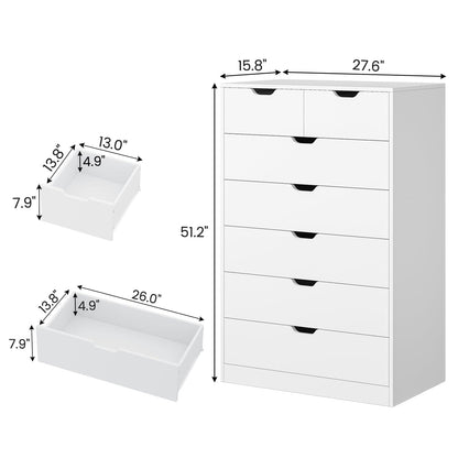 HAUOMS Dresser Tall 7 Drawer Dresser White