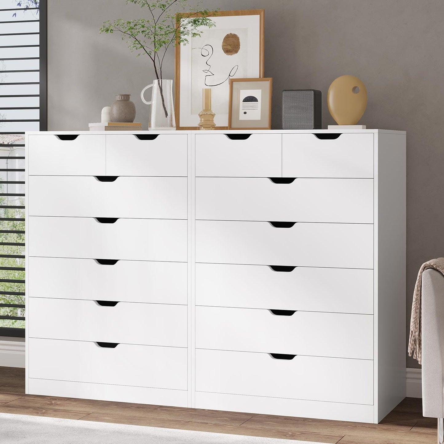 HAUOMS Dresser Tall 7 Drawer Dresser White