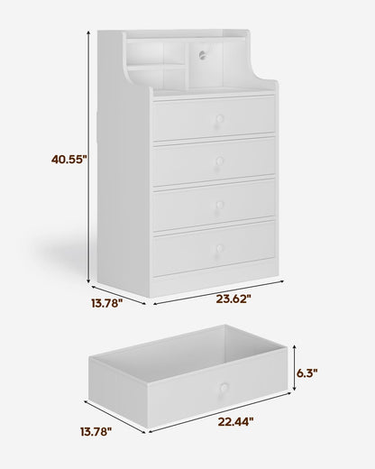 HAUOMS Dresser Tall Dresser with 4 Drawers White