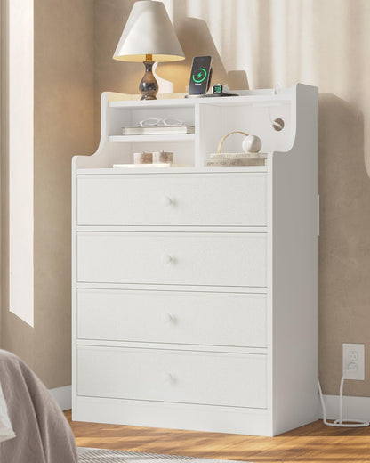 HAUOMS Dresser Tall Dresser with 4 Drawers White