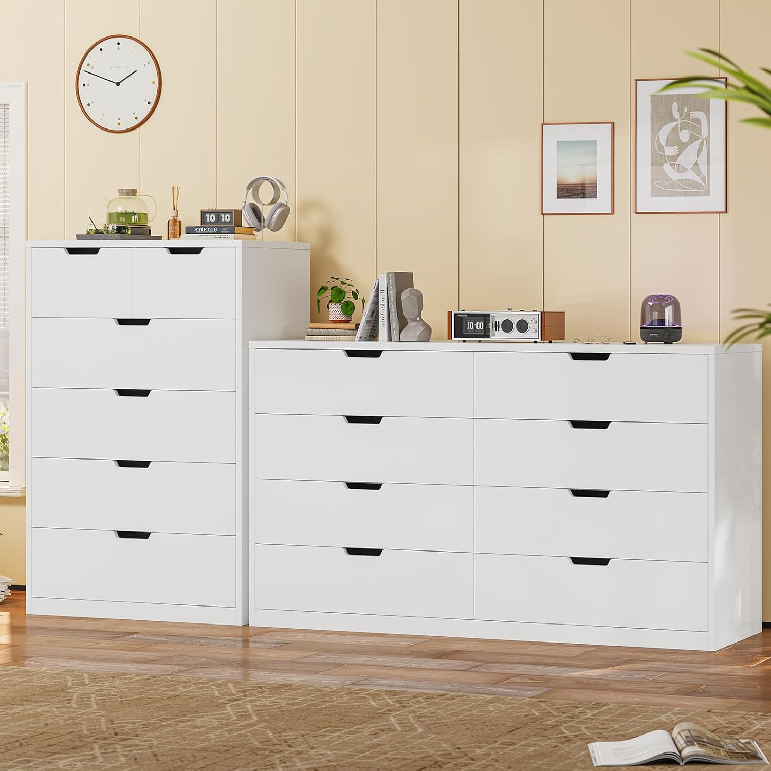 HAUOMS Dresser White 8 Drawers Dresser White