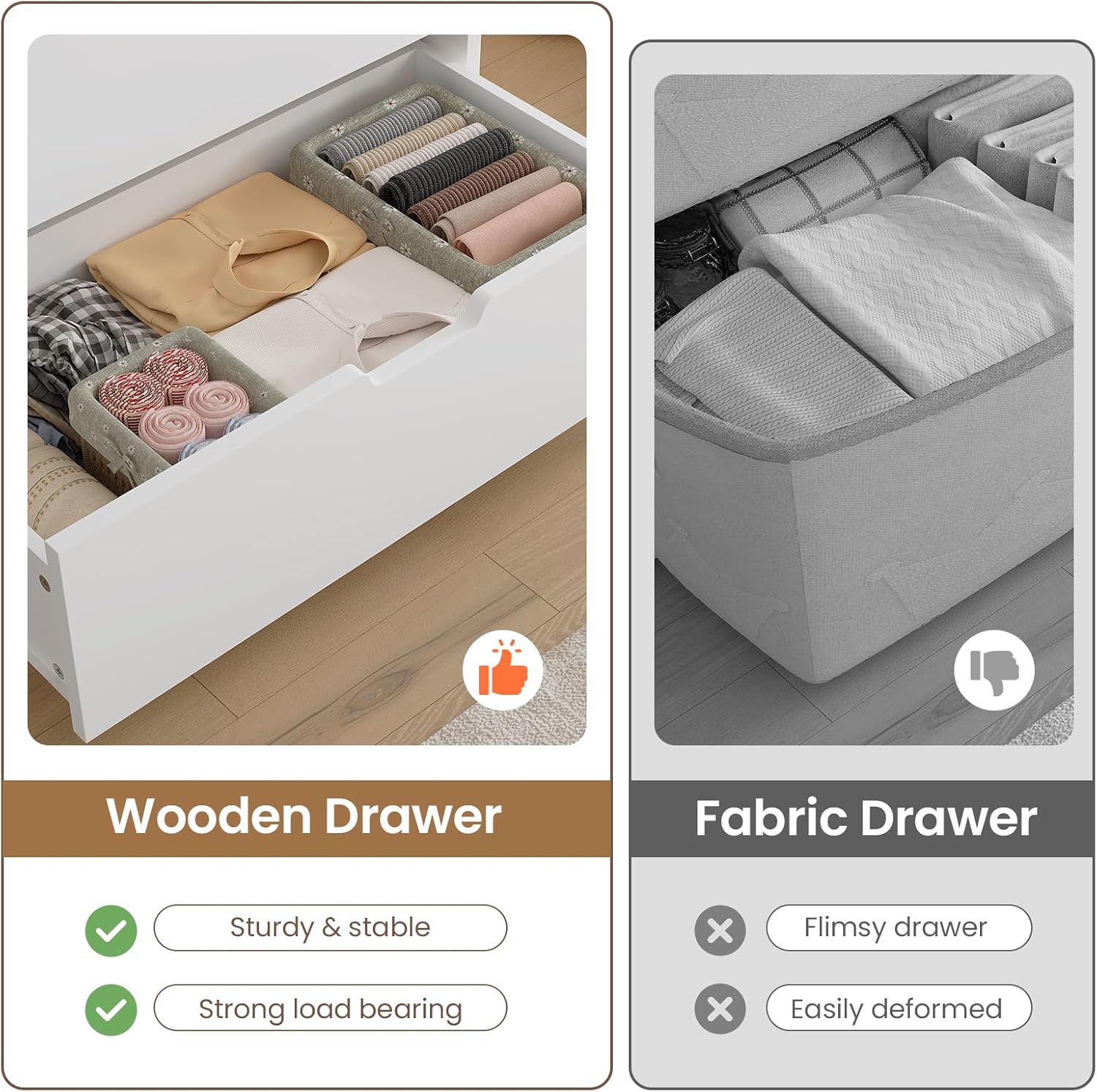 HAUOMS Dresser White Closet Dressers White