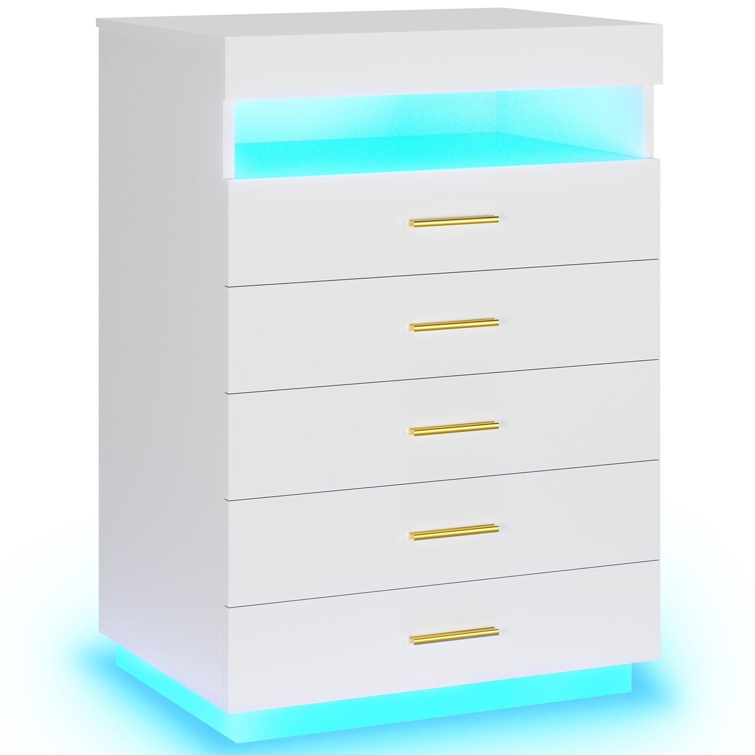 Hauoms Dresser White / Engineered Wood / Modern Modern LED Floating White Dresser