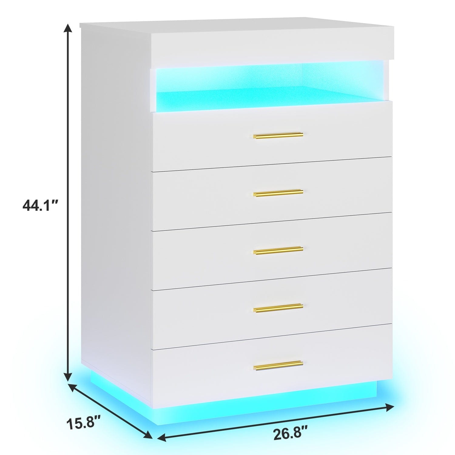 Hauoms Dresser White / Engineered Wood / Modern Modern LED Floating White Dresser