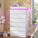 HAUOMS Dresser White HAUOMS 52.6" Tall Dresser with 6 Drawers and LED Lights Modern Chest of Drawers for Bedroom Living Room