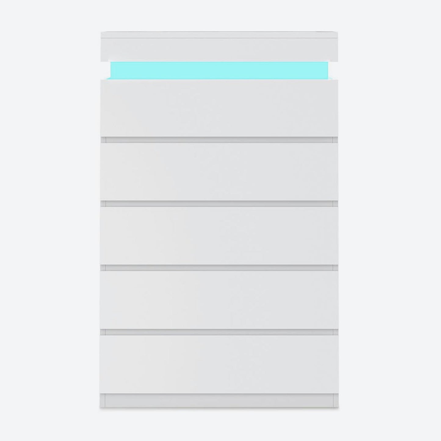 HAUOMS Dresser White Tall 5 Drawers Dresser with LED Lights White