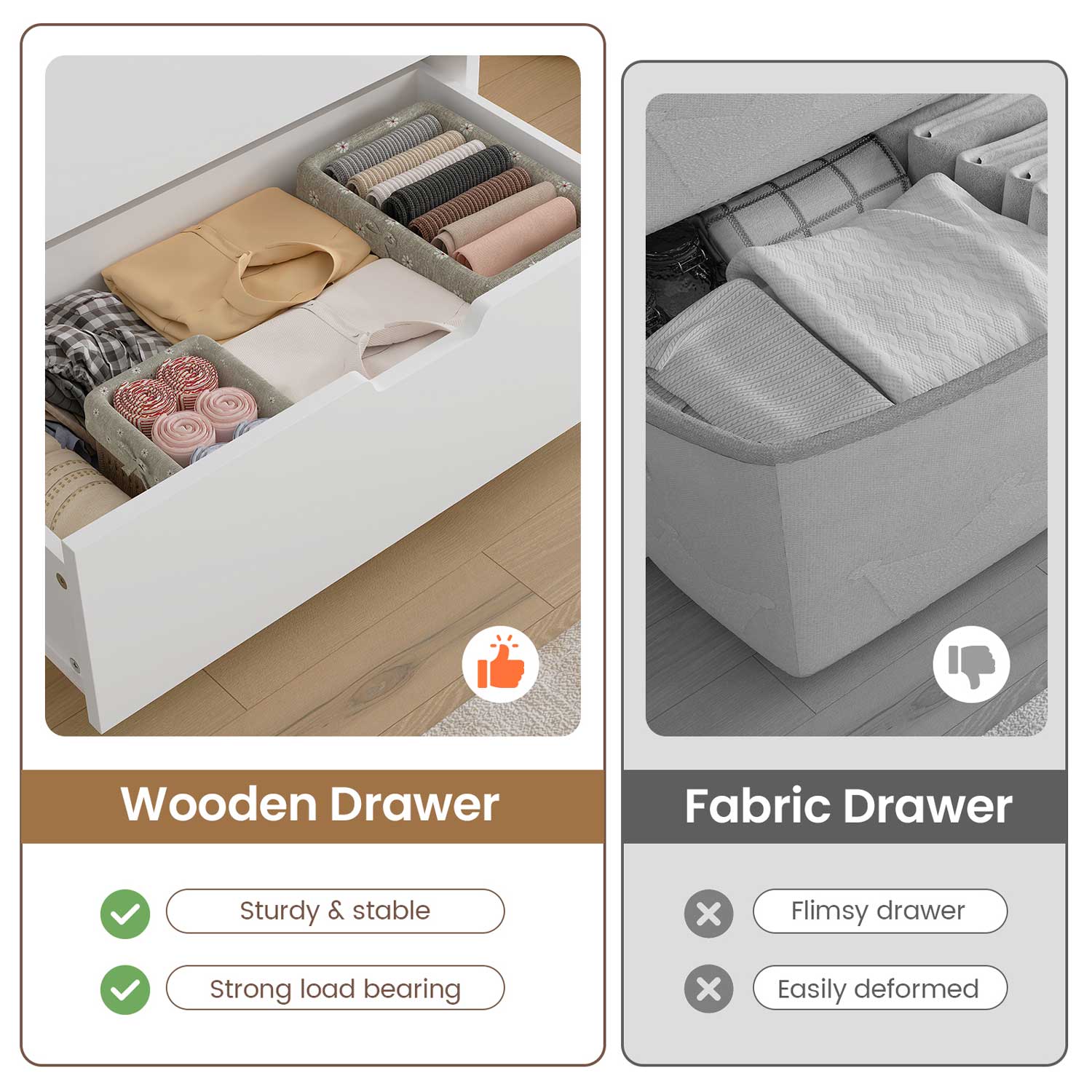 HAUOMS Dresser White Tall 8 Drawer White Dresser