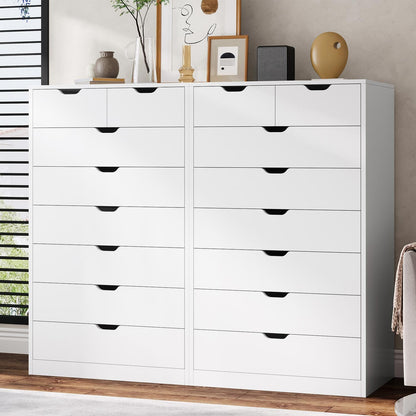 HAUOMS Dresser White Tall 8 Drawer White Dresser