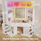 HAUOMS HAUOMS 67" Corner Vanity Desk with 6-Tier Huge Storage Large Makeup Vanity with LED Mirror and Power Hub
