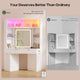 HAUOMS HAUOMS 67" Corner Vanity Desk with 6-Tier Huge Storage Large Makeup Vanity with LED Mirror and Power Hub