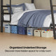 HAUOMS HAUOMS Twin Bunk Beds with Desk RGB LED Lights Power Outlets Underneath Storage Metal Beds with Safety Guardrail and Ladders No Box Spring Needed