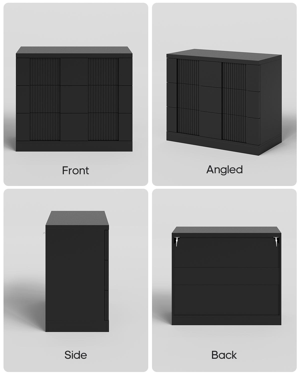 HAUOMS Nightstand Black / Mid-Century Modern / Engineered Wood 31.3” W Oversized Extra Large Tall Nightstand, Black