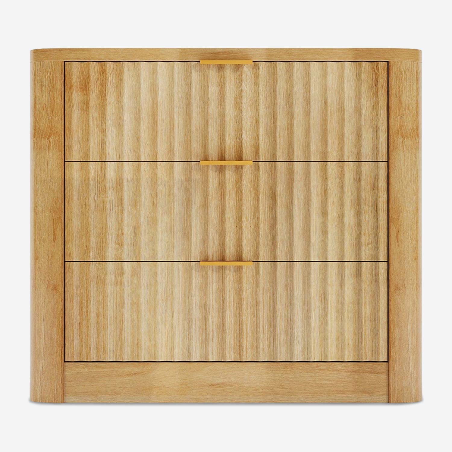 HAUOMS Nightstand Oak Fluted Nightstand with Charging Station Oak