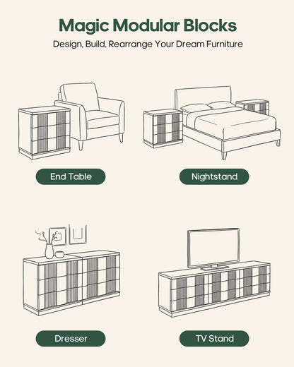 HAUOMS Nightstand Oak / Mid-Century Modern / Engineered Wood 31.3” W Oversized Extra Large Tall Nightstand, Oak