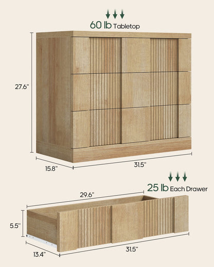 HAUOMS Nightstand Oak / Mid-Century Modern / Engineered Wood 31.3” W Oversized Extra Large Tall Nightstand, Oak