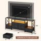 HAUOMS TV Stand HAUOMS 63" TV Stand with LED Light and Power Outlets Industrial TV Console Table with 6 Fabric Drawers and Open Shelves