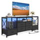 HAUOMS TV Stand HAUOMS 63" TV Stand with LED Light and Power Outlets Industrial TV Console Table with 6 Fabric Drawers and Open Shelves