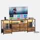 HAUOMS TV Stand HAUOMS 63" TV Stand with LED Light and Power Outlets Industrial TV Console Table with 6 Fabric Drawers and Open Shelves