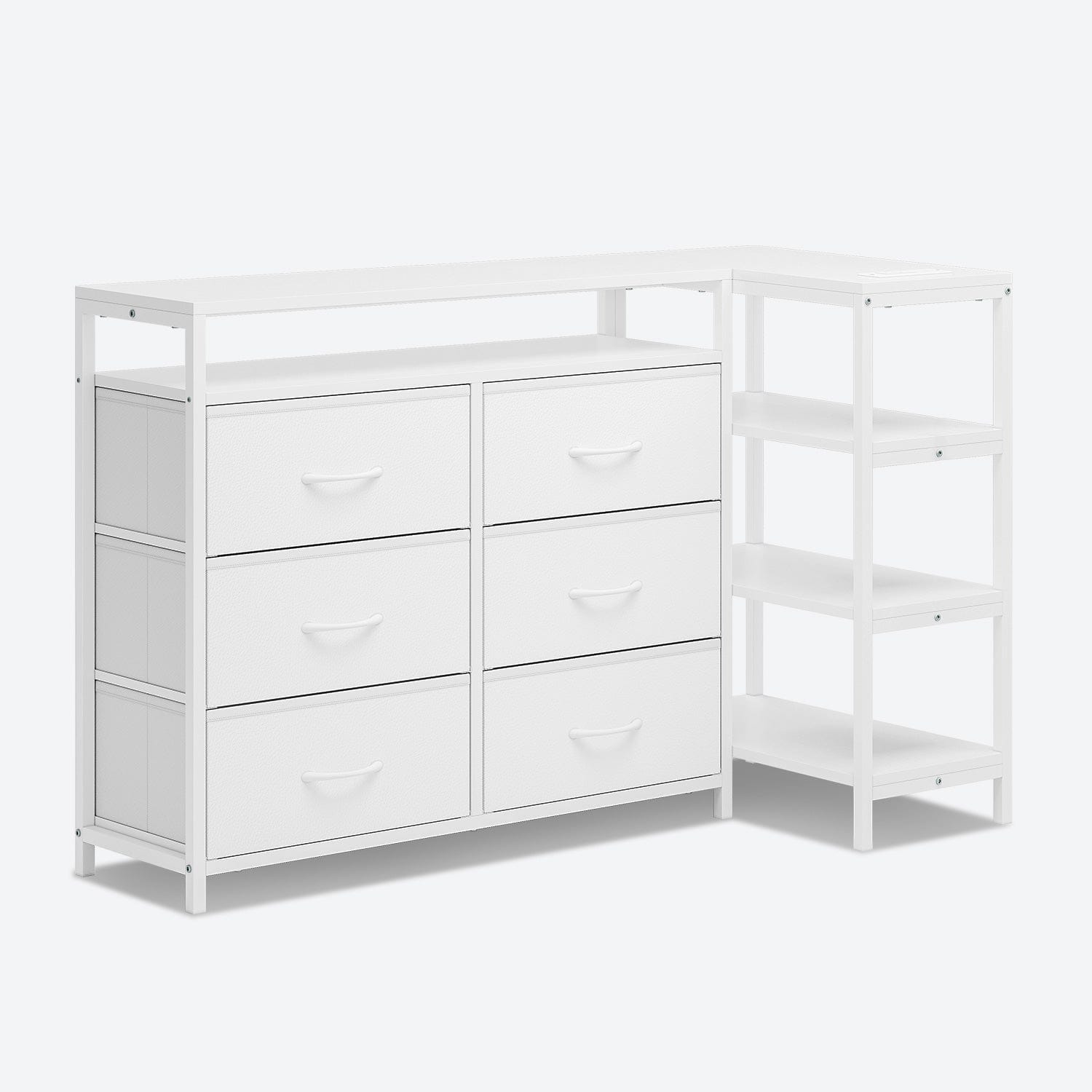 HAUOMS TV Stand White L Shaped Corner TV Stand for 60 Inch TV White